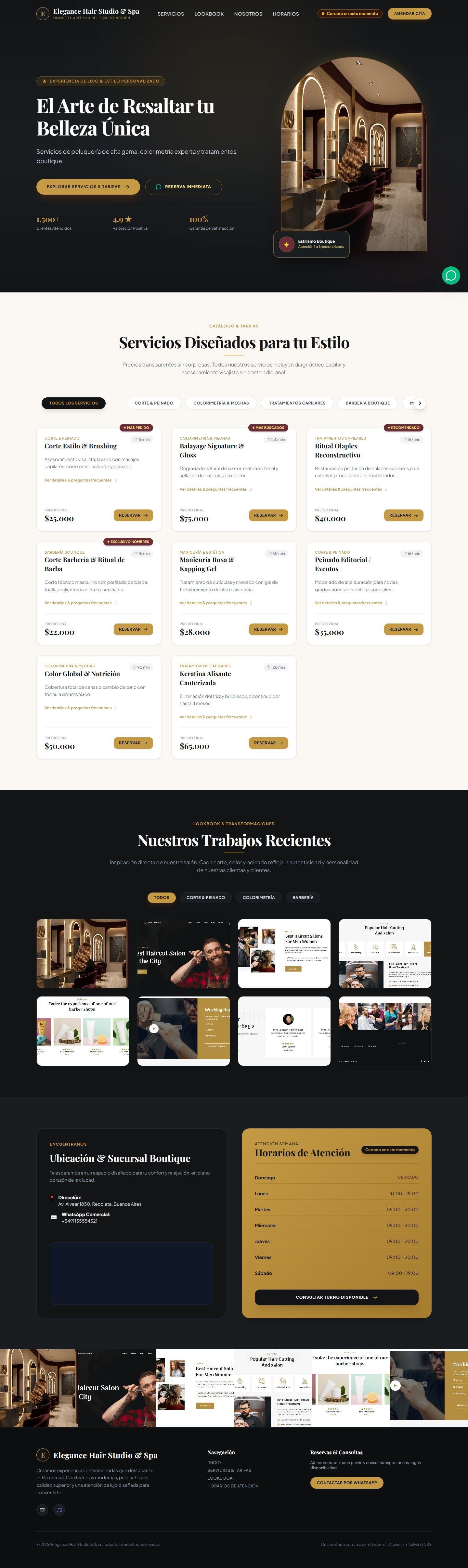 Preview Web para Salones de Belleza